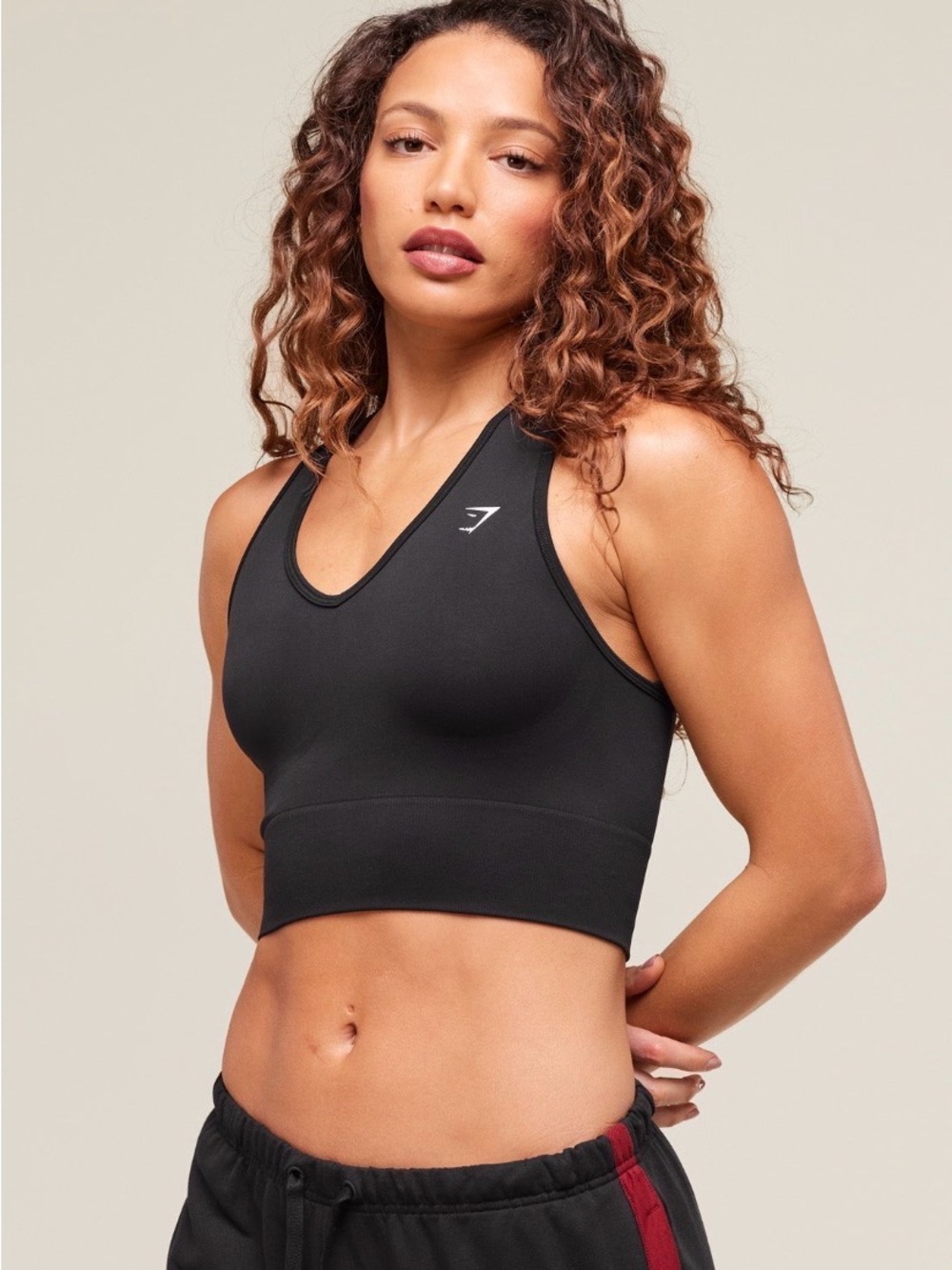 Gymshark Black Seamless Crop Sports Bra - Picture 1 of 4